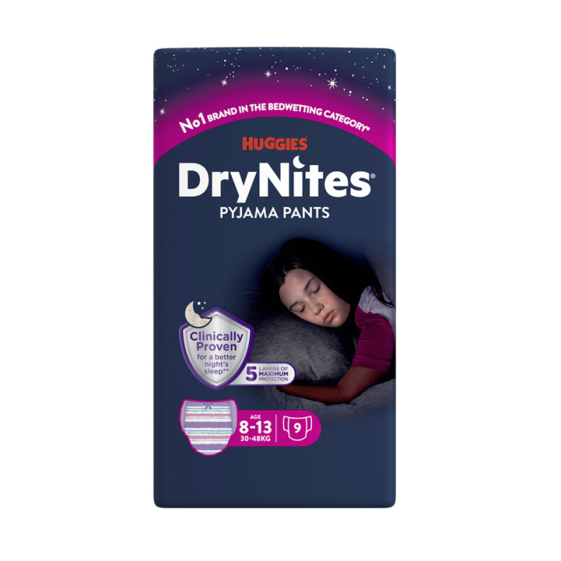 DRY NITES® Natahovací kalhotky pro dívky 8-13 let 9 kusů