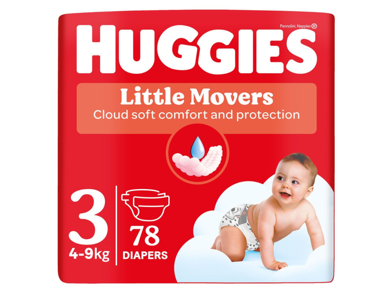 HUGGIES Dětské plenky Little Movers 3 velikost 4-9 kg 78 kusů