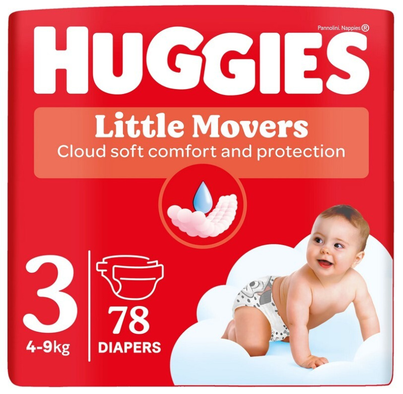 HUGGIES Dětské plenky Little Movers 3 velikost 4-9 kg 78 kusů