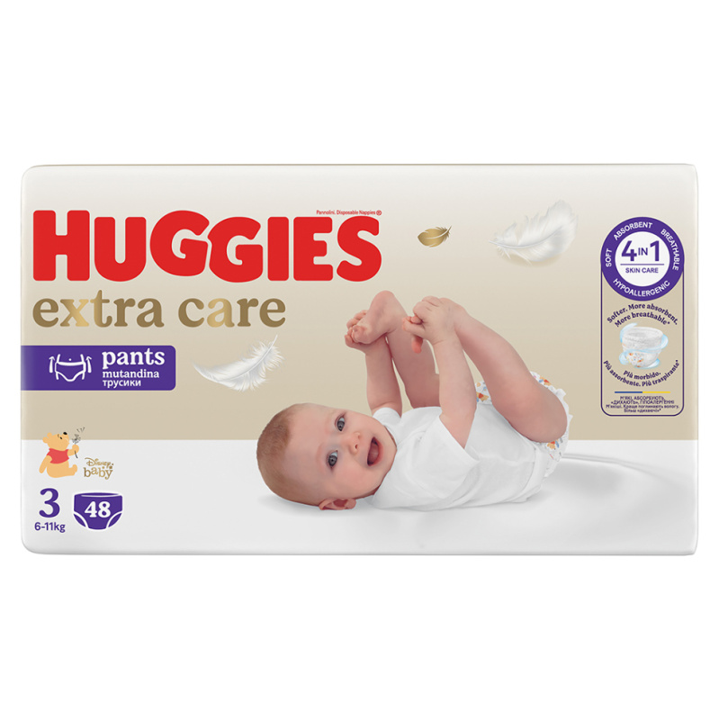 Huggies Extra Care Pants Size 3 jednorázové plenkové kalhotky 6 - 11 kg 48 ks