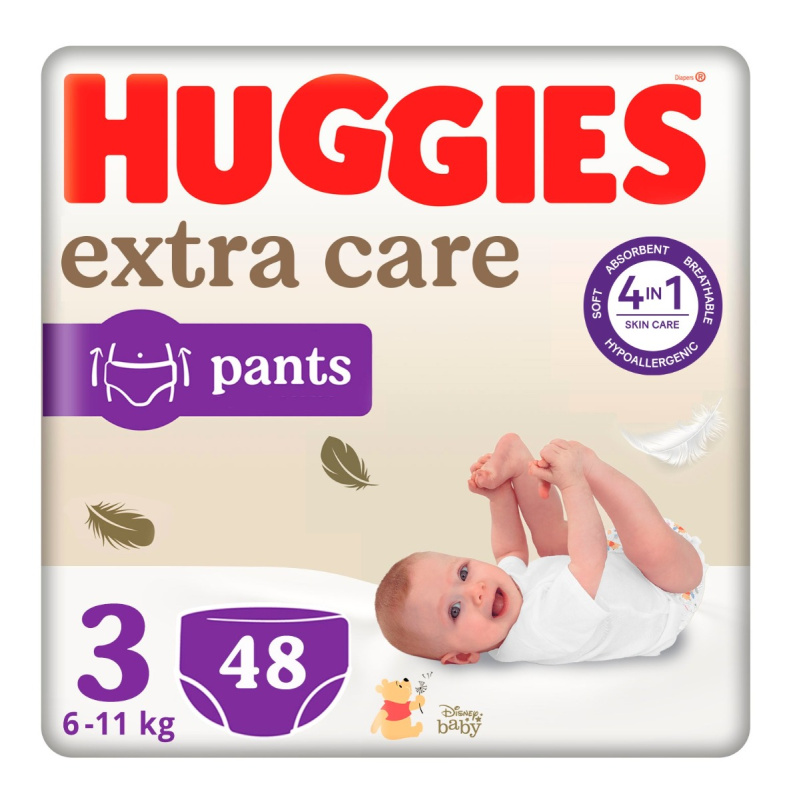 Huggies Extra Care Pants Size 3 jednorázové plenkové kalhotky 6 - 11 kg 48 ks