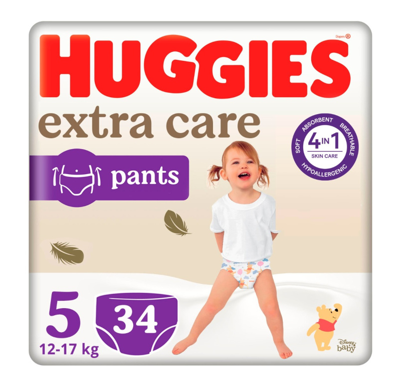 Huggies Extra Care Pants Size 5 jednorázové plenkové kalhotky 12 - 17 kg 34 ks
