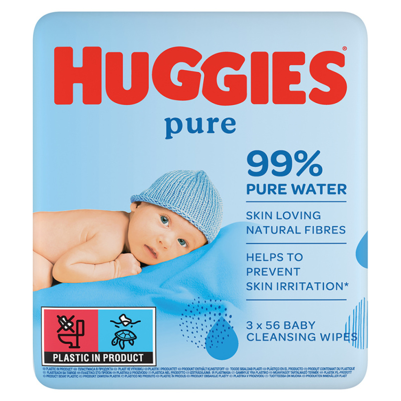 HUGGIES Dětské vhčené ubrousky Pure Triplo 3x56 kusů