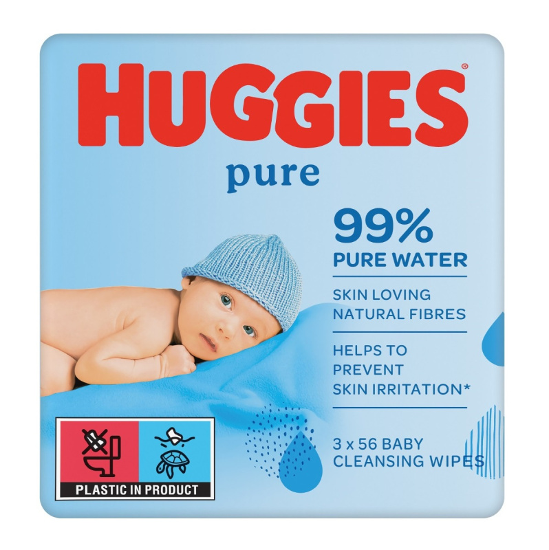 HUGGIES Dětské vhčené ubrousky Pure Triplo 3x56 kusů