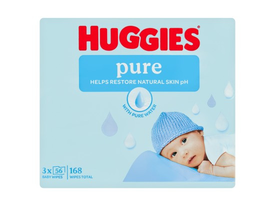 HUGGIES Dětské vhčené ubrousky Pure Triplo 3x56 kusů
