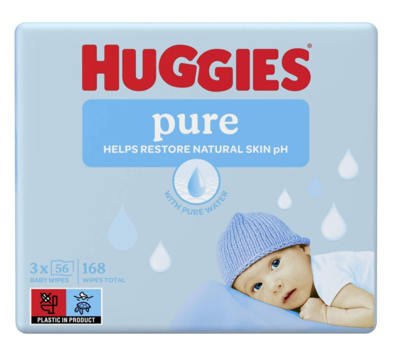 HUGGIES Dětské vhčené ubrousky Pure Triplo 3x56 kusů