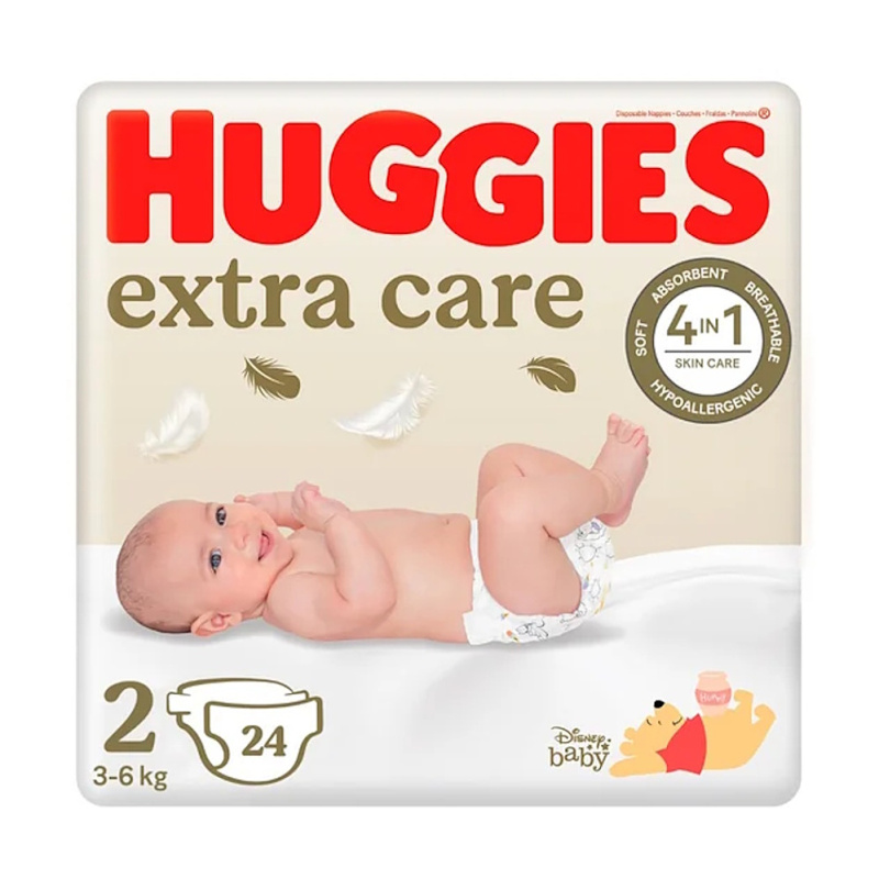 Huggies Extra Care Size 2 jednorázové pleny 3-6 kg 24 ks