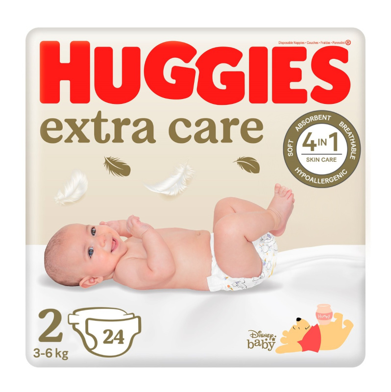Huggies Extra Care Size 2 jednorázové pleny 3-6 kg 24 ks