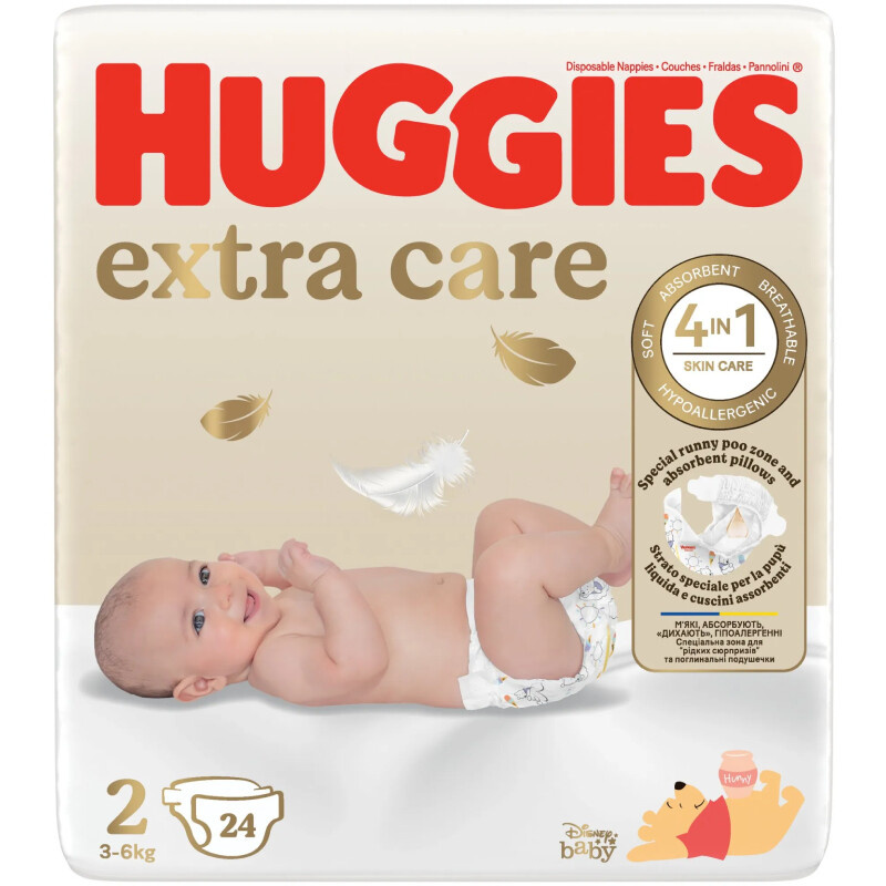 Huggies Extra Care Size 2 jednorázové pleny 3-6 kg 24 ks