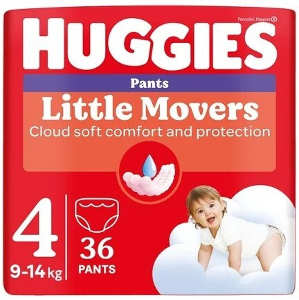 Huggies Little Movers Pants jednorázové plenkové kalhotky 9-14 kg 36 ks