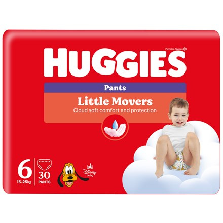 Huggies Little Movers Pants jednorázové plenkové kalhotky 15-25 kg 30 ks