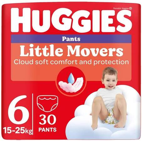 Huggies Little Movers Pants jednorázové plenkové kalhotky 15-25 kg 30 ks