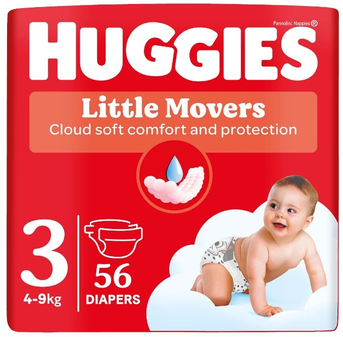 Huggies Little Movers Ultra Comfort jednorázové pleny Jumbo 4 - 9 kg 56 kg