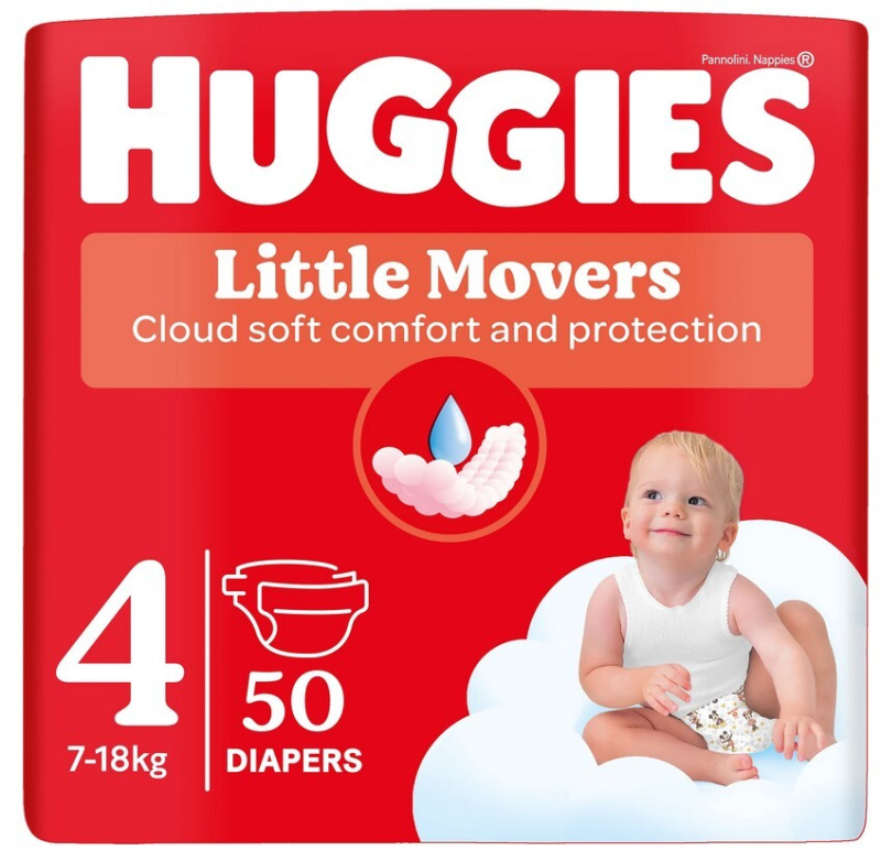 Huggies Little Movers Ultra Comfort jednorázové pleny Jumbo 7-18 kg 50 g