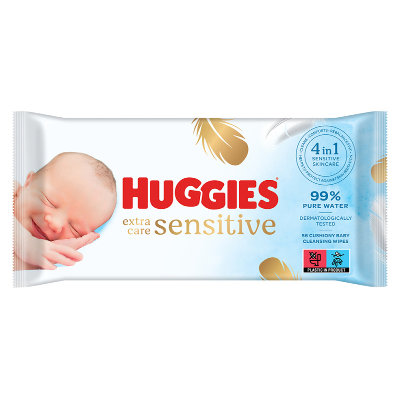 Huggies Extra Care Single vlhčené ubrousky pro děti 56 ks