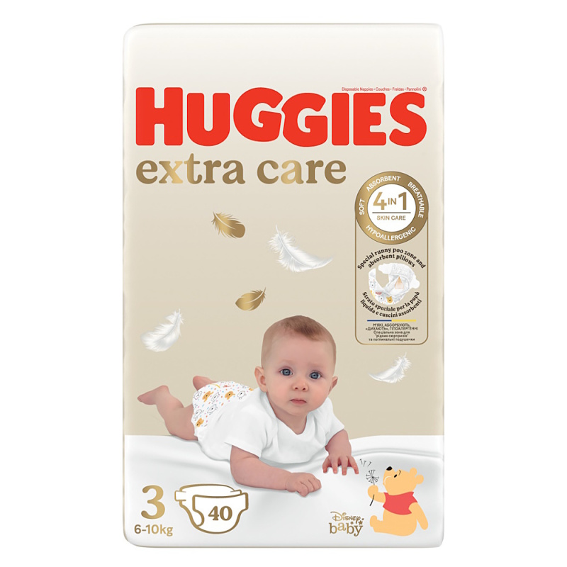 Huggies Extra Care Size 3 jednorázové pleny 6-10 kg 40 ks
