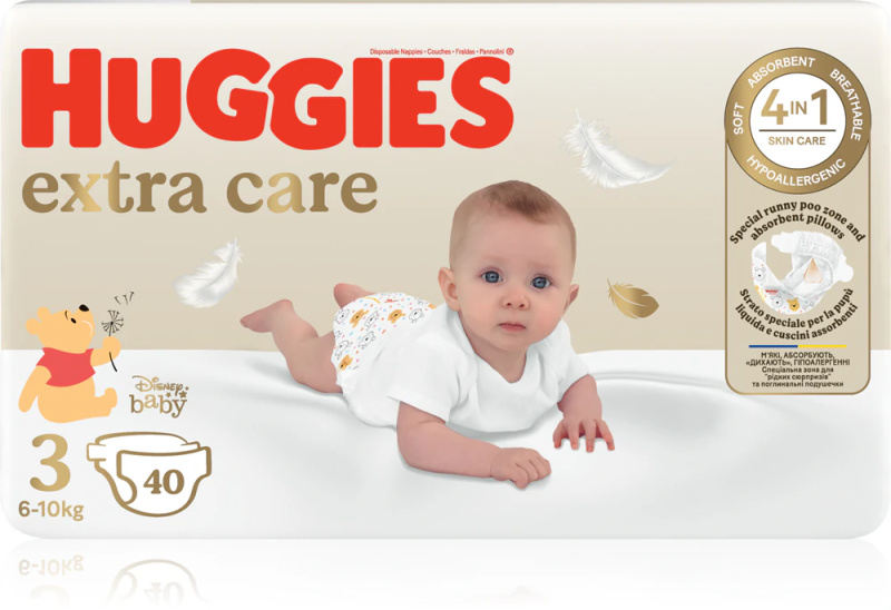 Huggies Extra Care Size 3 jednorázové pleny 6-10 kg 40 ks