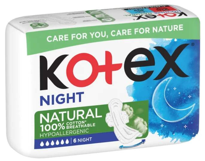 Kotex Natural Night vložky 6 ks