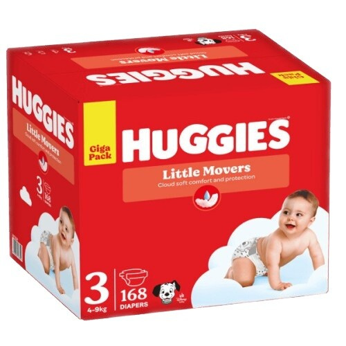 Huggies Little Movers 3 4–9 kg jednorázové plenky 168 ks box