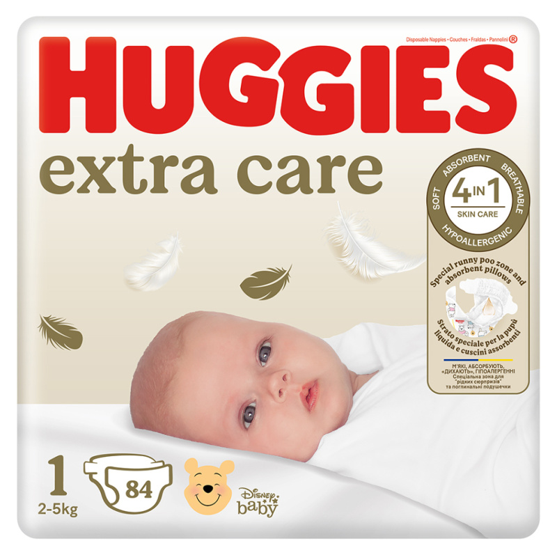 HUGGIES Dětské plenky Extra Care 1 velikost 2-5 kg 84 kusů