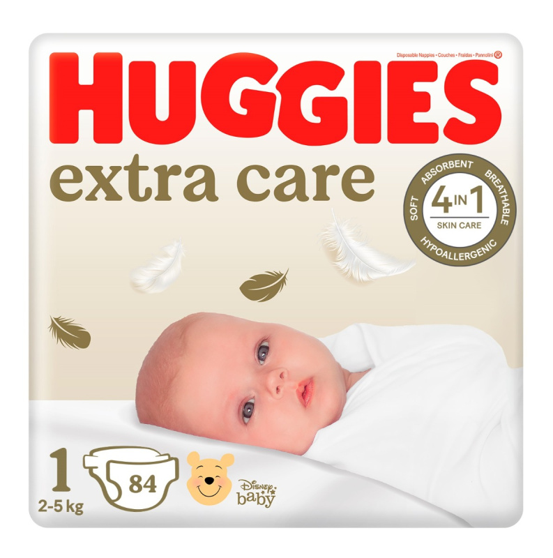 HUGGIES Dětské plenky Extra Care 1 velikost 2-5 kg 84 kusů