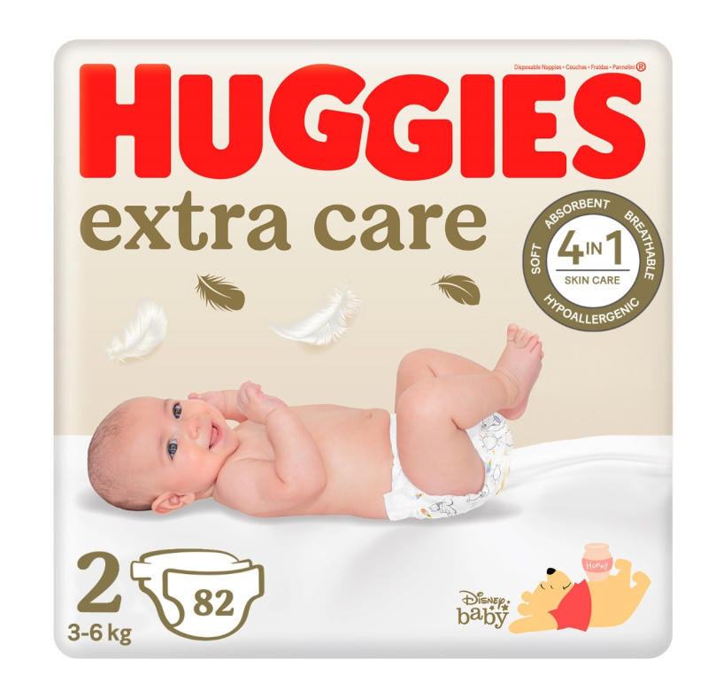 HUGGIES Dětské plenky Extra Care 2 velikost 3-6 kg 82 kusů