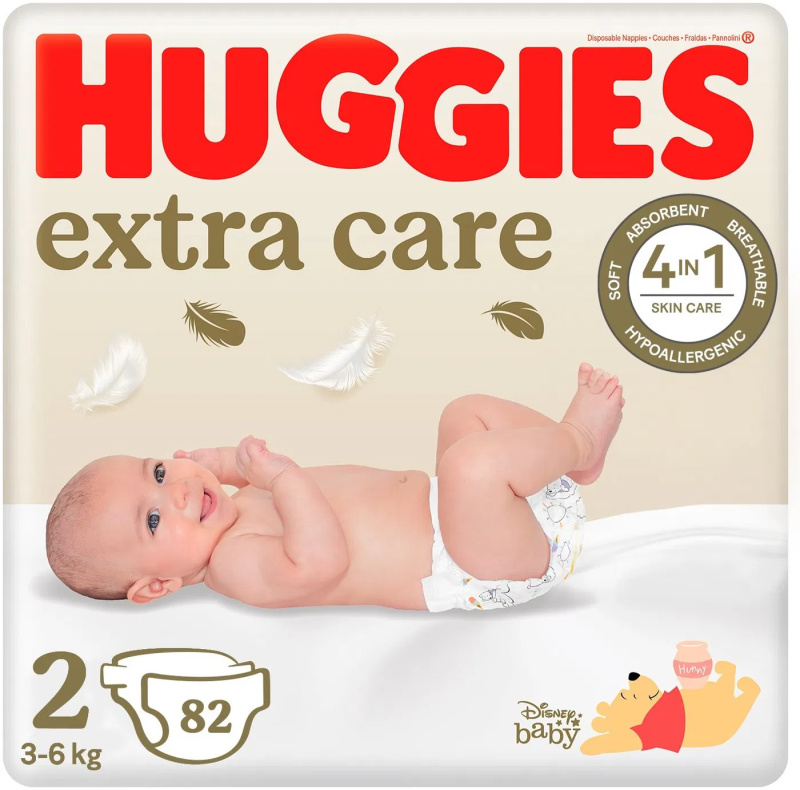 HUGGIES Dětské plenky Extra Care 2 velikost 3-6 kg 82 kusů