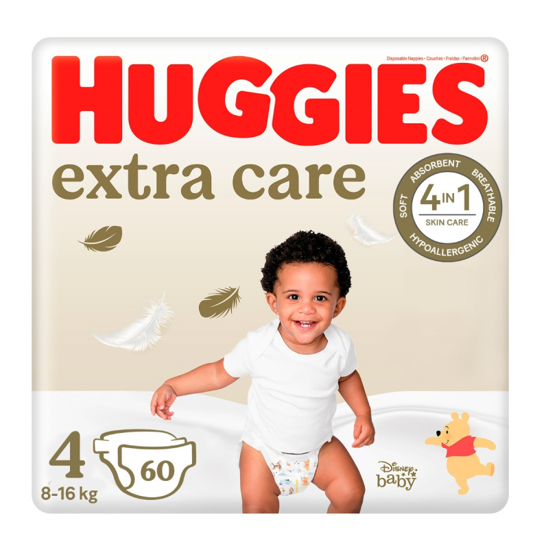 Huggies Extra Care Size 4 jednorázové pleny 8-16 kg 60 ks