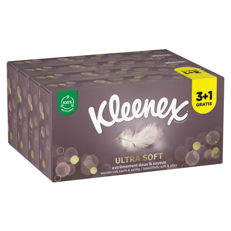Kleenex Ultra Soft Box papírové kapesníky 4x64 ks
