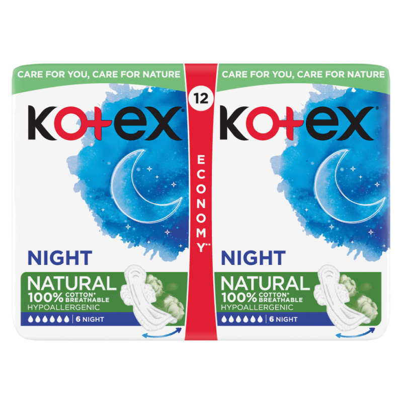 Kotex Natural Night vložky 12 ks