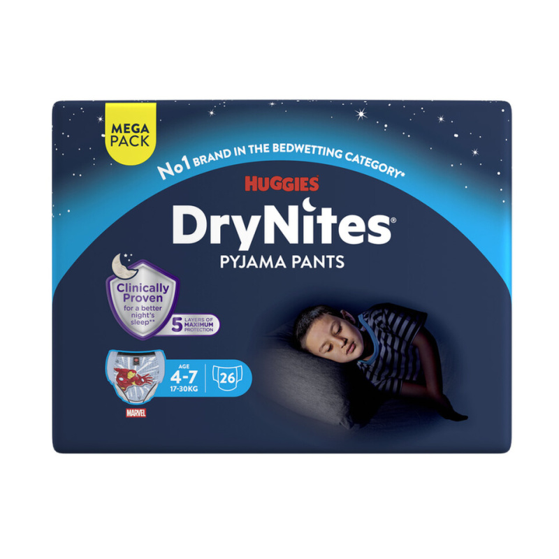 DRY NITES Mega Natahovací kalhotky chlapecké 4-7 let 26 kusů
