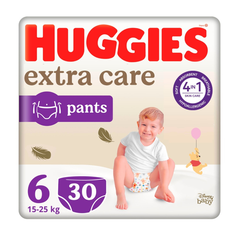 Huggies Extra Care Pants Size 6 jednorázové plenkové kalhotky 15-25 kg 30 ks