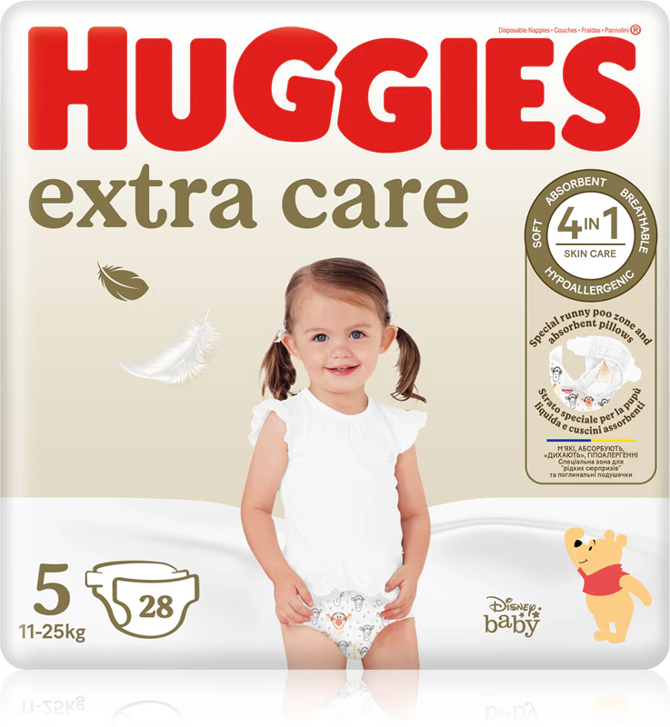 Huggies Extra Care Size 5 jednorázové pleny 11-25 kg 28 ks