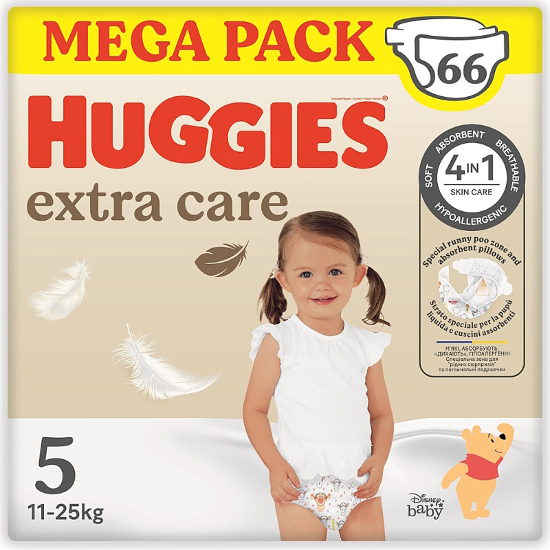 Huggies Extra Care 5 11–25 kg dětské pleny 66 ks