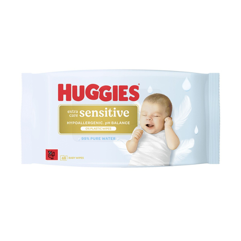 HUGGIES Vlhčené ubrousky extra care sensitive single 48 kusů