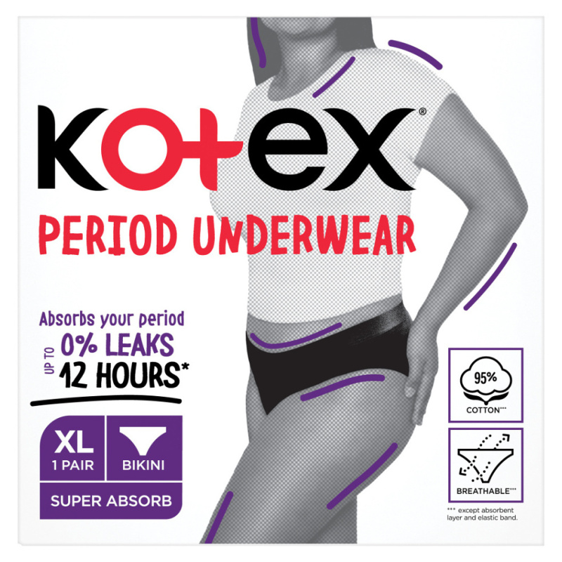 Kotex Period Underwear Size XL menstruační kalhotky velikost XL 1 ks