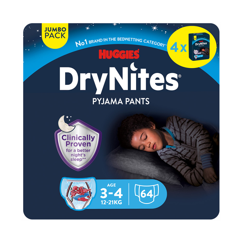 DRY NITES Jumbo Natahovací kalhotky chlapecké 3-4 let 64 kusů