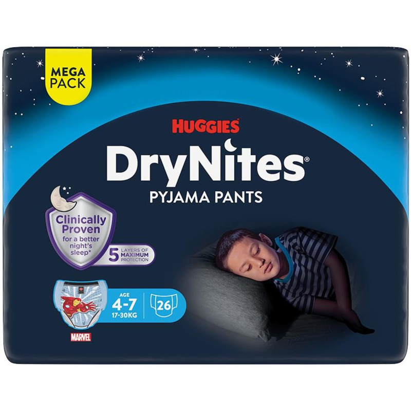 Huggies® DryNites jednorázové kalhotky na noc chlapecké M (17–30 kg)