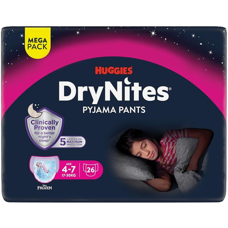Huggies® DryNites jednorázové kalhotky na noc dívčí M (17–30 kg)
