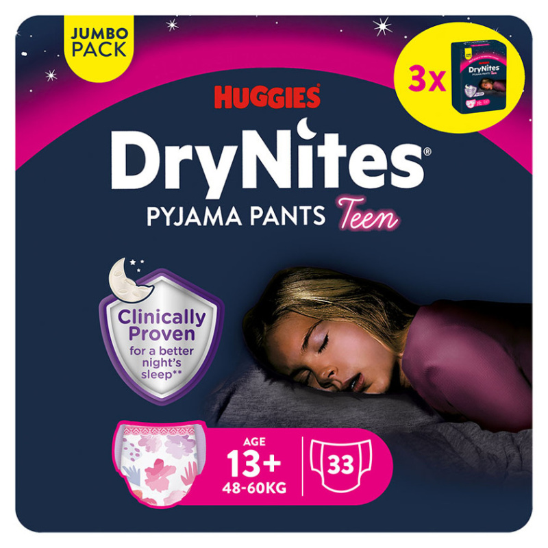 DRY NITES® Jumbo Natahovací kalhotky pro dívky od 13+ let 33 kusů