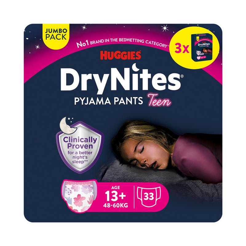 DRY NITES® Jumbo Natahovací kalhotky pro dívky od 13+ let 33 kusů