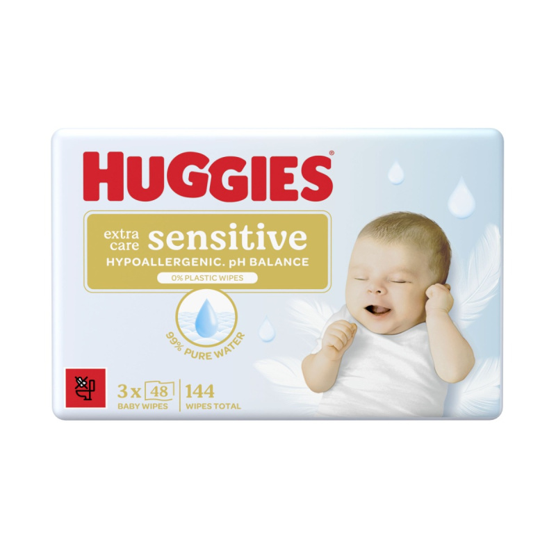 HUGGIES Extra care sensitive triplo vlhčené ubrousky 144 kusů