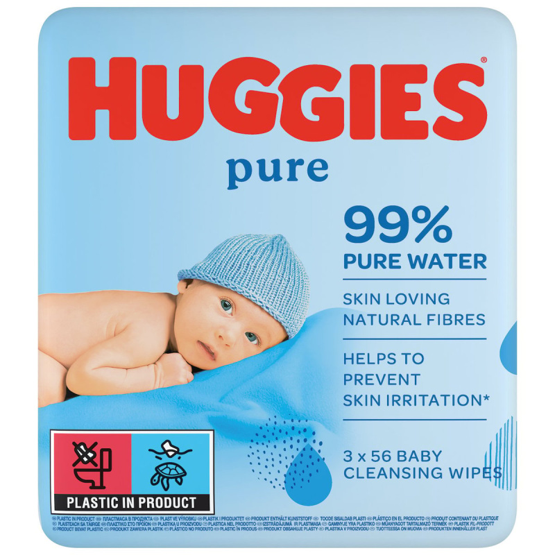 Huggies® Pure triplo dětské vlhčené ubrousky 3×56 ks