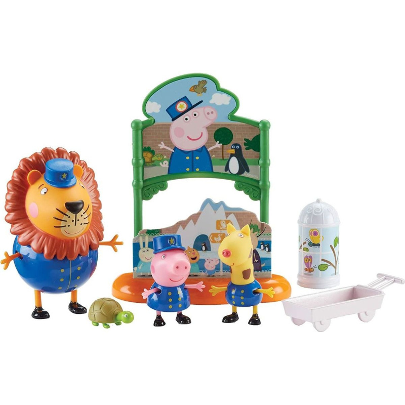Teddies Peppa Pig sada ZOO, 3 figurky a doplňky
