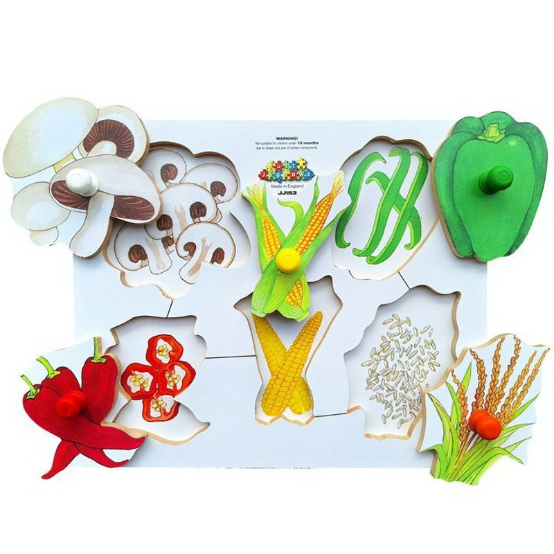 Just Jigsaws 153 Loupeme a krájíme plodiny 4 - dřevěné deskové puzzle 6 dílů
