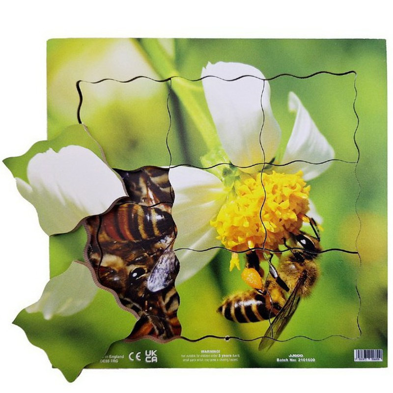 Just Jigsaws 600 Včela a její životní cyklus - dřevěné vrstvené puzzle 19 dílů