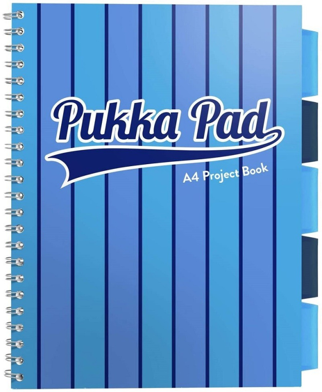 Pukka Pad projektový blok Pukka Stripe A4, 200 stran, linky 8 mm, modrý, linkovaný
