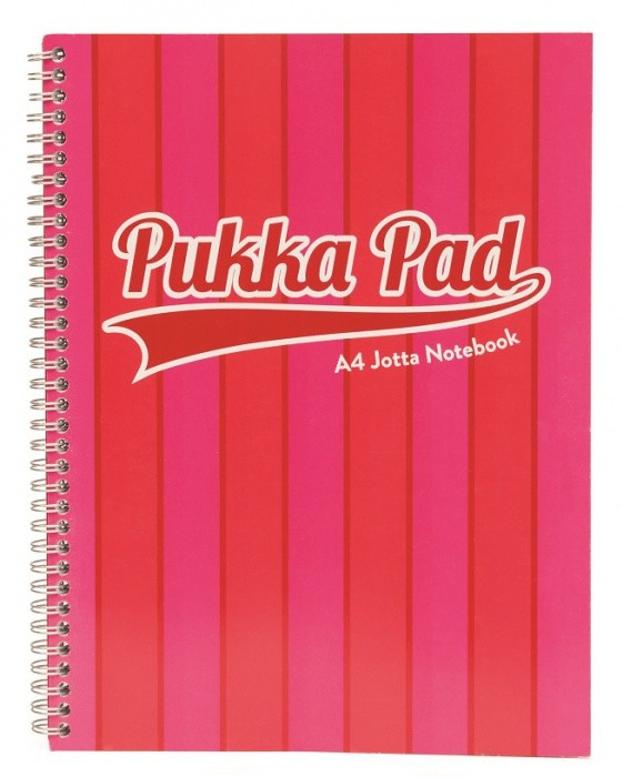 Pukka Pad spirálový blok Jotta Pad A4, 200 stran, linky 8 mm, růžový, linkovaný