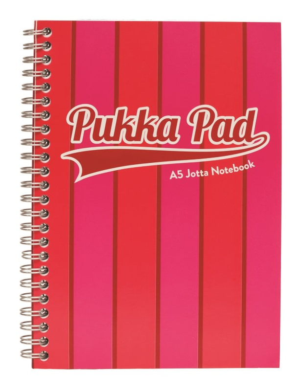 Pukka Pad spirálový blok Jotta Pad A5, 200 stran, linky 8 mm, růžový, linkovaný