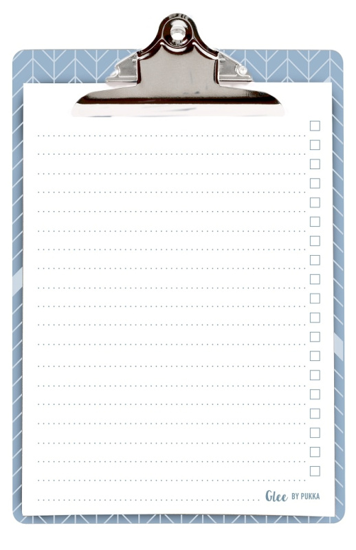 Psací podložka papírová s klipem s poznámkovými listy, 170x245mm, 50 listů, 100g papír